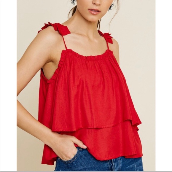 Olivia red pleated tank! ❤️🌿 - Picture 4 of 4